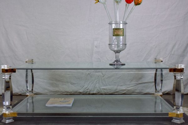 Large 1970 s glass coffee table with balustrade style legs 32¾  x 52¼  Cheap