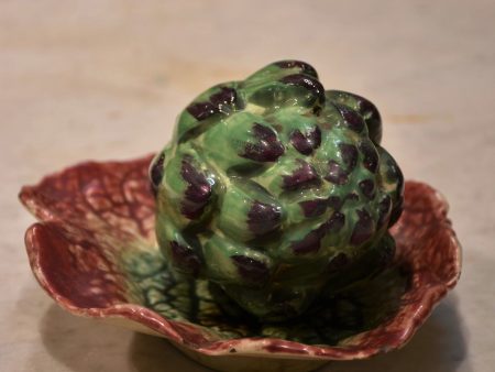 French Faience Majolica artichoke with leaf Discount