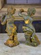 Two antique cast iron cherubs playing musical instruments Cheap