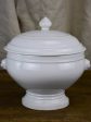 Antique French white soup tureen with lion s heads For Sale