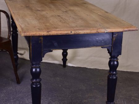 Antique French bistro table - natural timber with black legs Online Sale