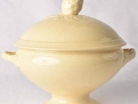 Antique French soup tureen with pinecone lid - yellow ware For Discount