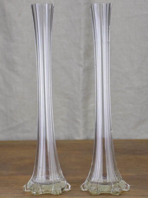 Two antique French solifleur glass vases - tall Online now