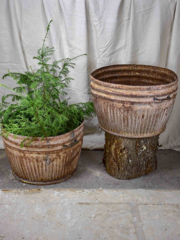 Two very large metal pot plant stands - antique French For Sale