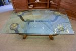 Mid-century Italian coffee table with thick glass top Sale