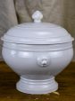 Antique French white soup tureen with lion s heads For Sale