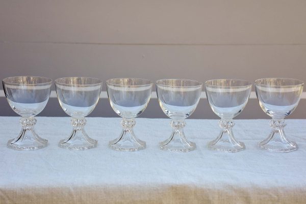 Six vintage crystal white wine glasses on Sale