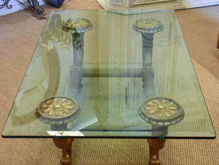 Mid-century Italian coffee table with thick glass top Sale