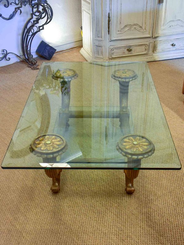 Mid-century Italian coffee table with thick glass top Sale