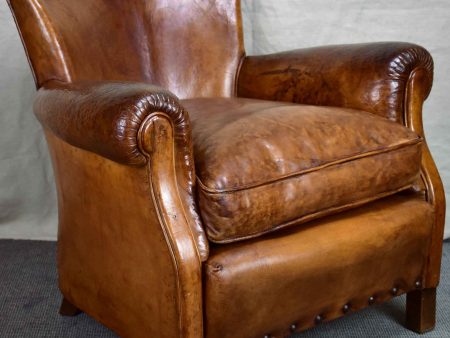 Pair of petite French leather club chairs - 1930 s Discount