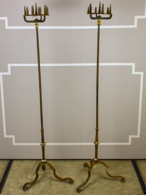 A pair of very tall 19th Century church candlesticks Online now