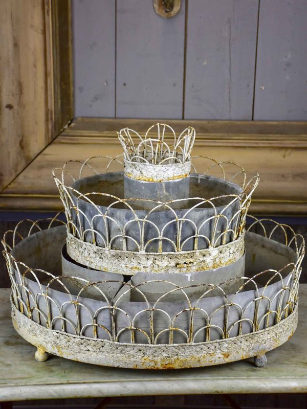 French three tier 19th Century zinc jardiniere Online now