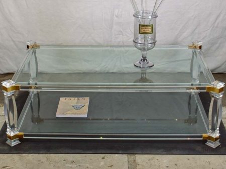 Large 1970 s glass coffee table with balustrade style legs 32¾  x 52¼  Cheap