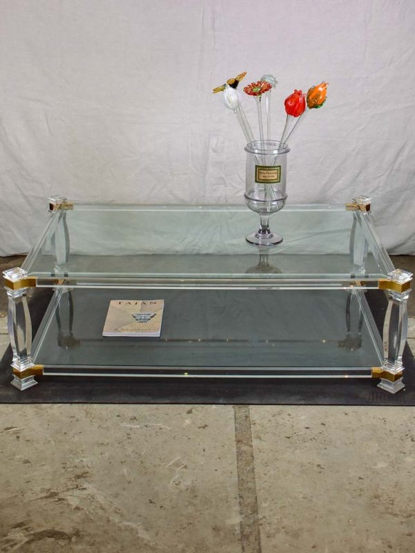 Large 1970 s glass coffee table with balustrade style legs 32¾  x 52¼  Cheap