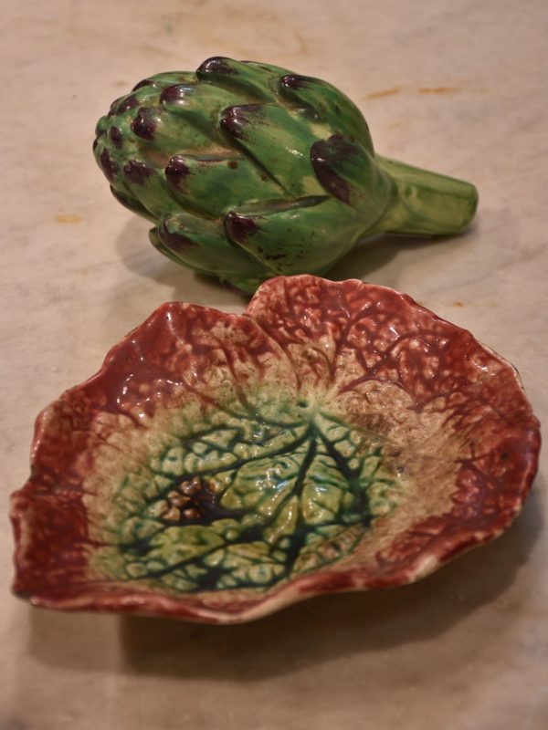 French Faience Majolica artichoke with leaf Discount