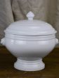 Antique French white soup tureen with lion s heads For Sale