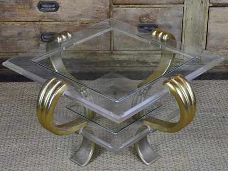 Vintage French coffee table - square with two shelves Discount