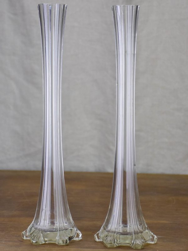 Two antique French solifleur glass vases - tall Online now