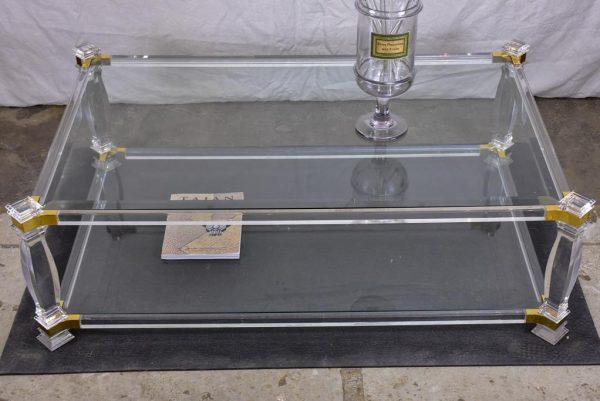 Large 1970 s glass coffee table with balustrade style legs 32¾  x 52¼  Cheap