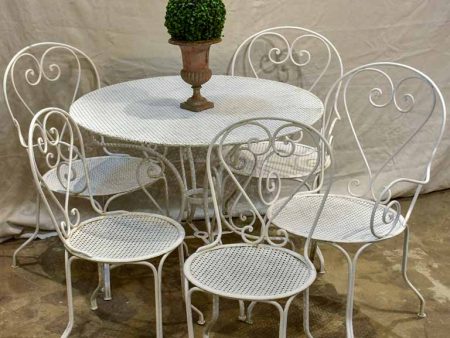 Antique French garden setting - round table and five chairs Sale