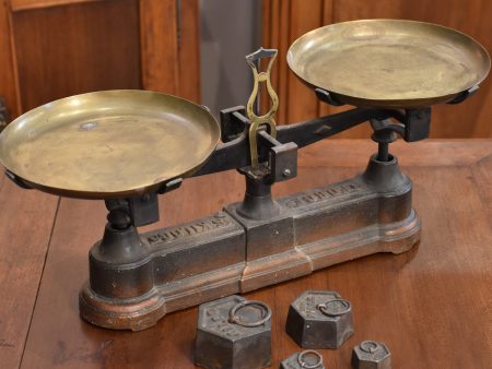 Antique French épicerie scales with weights For Cheap