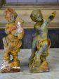 Two antique cast iron cherubs playing musical instruments Cheap