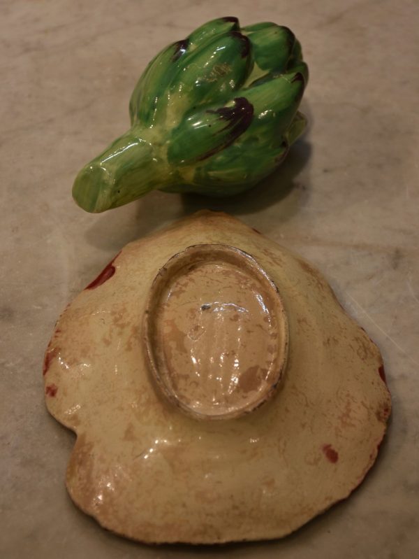 French Faience Majolica artichoke with leaf Discount