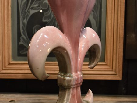 19th century majolica fleur-de-lis ceramic vase Online Sale