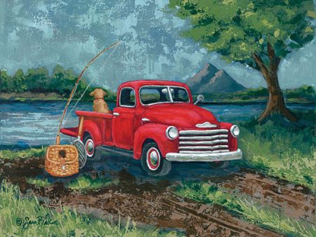 BAKE120 - Red Truck Fishing Buddy - 16x12 Hot on Sale